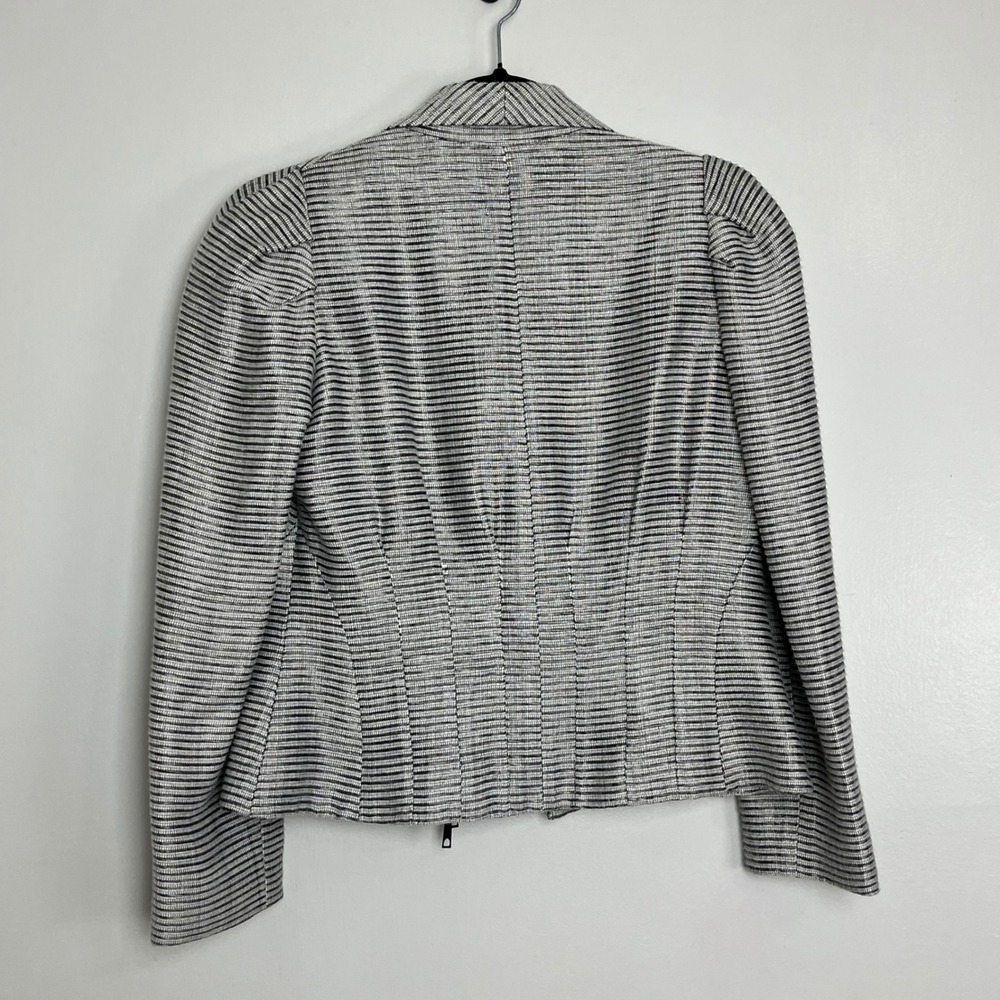 Lafayette 148 New York Petite‎ Striped Zip Front Blazer Jacket Size 0 - Picture 4 of 7